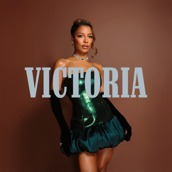 Victoria Monet in the Princess Collection wearing a limited-edition emerald choker designed by @k.salamoon.