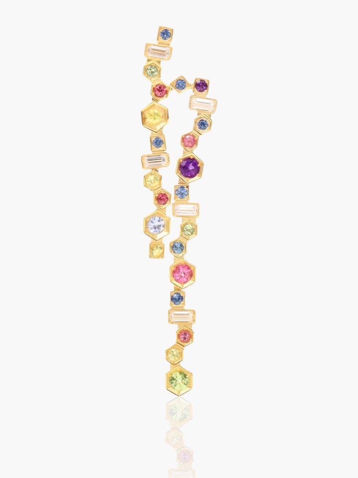 Beehive Colored Dangling Mono Earrings