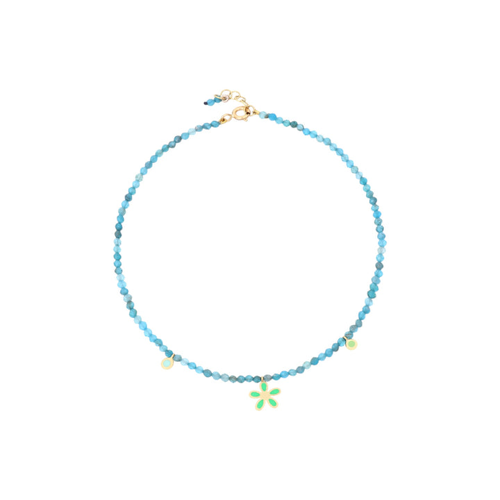 Blue Apatite Beads Green Flower Anklet Bracelet