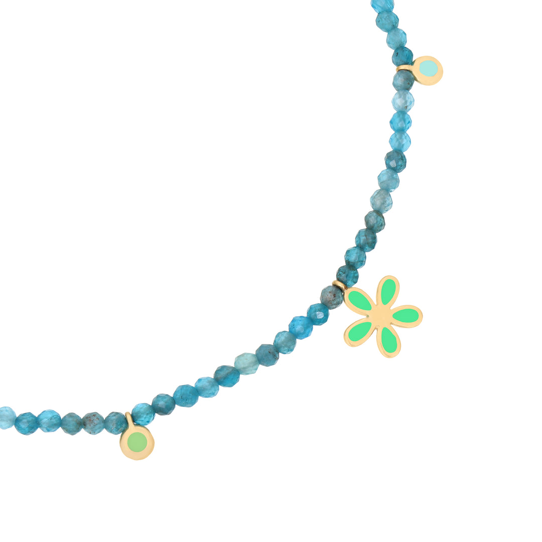 Blue Apatite Beads Green Flower Anklet Bracelet