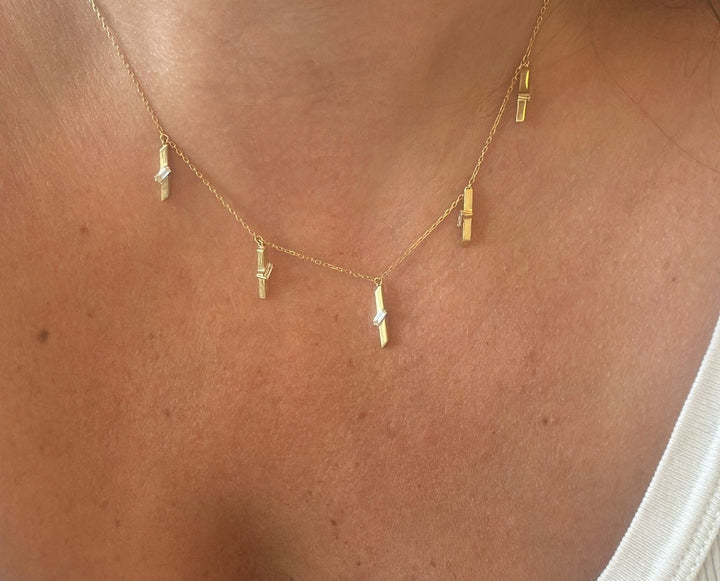 Timeless Baguette Bits Dangling Chain Necklace