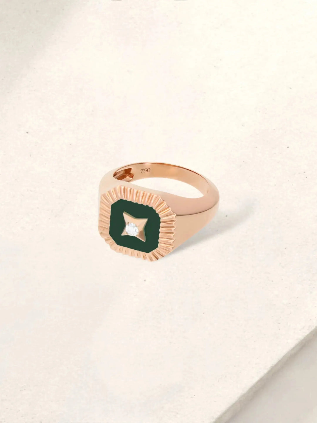 Timeless Enamel Square Diamond pinky Ring